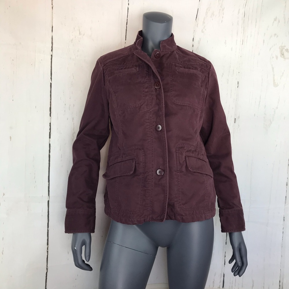 L.L. BEAN burgundy collared jacket - Picture 2 of 6